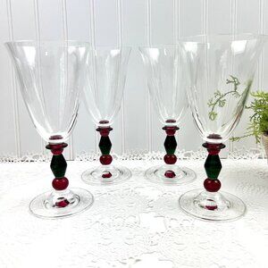 Mikasa Festive Kensington Wine Water Glasses Set of 4 Holiday Christmas